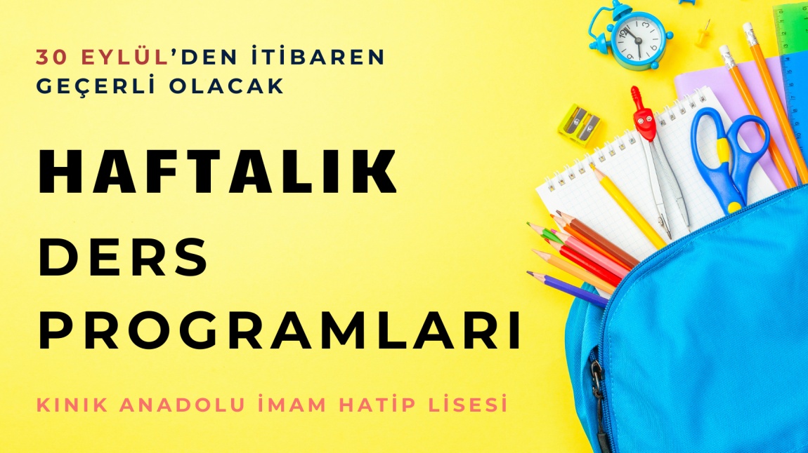 30 Eylül Tarihinden İtibaren Geçerli Olacak Haftalık Ders Programı